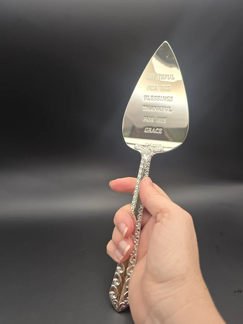 Mary & Martha Grace & Gratitude Silver Pie Cake Dessert Server Thanksgiving